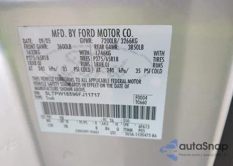 2006 Lincoln Mark Lt из США, поврежденный, VIN 5LTPW18596FJ11717